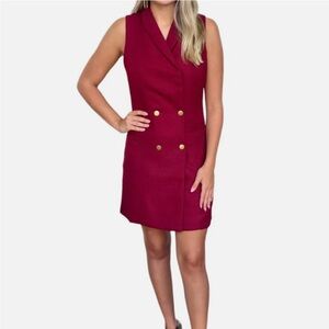 TCEC Blazer Vest Elegant Sleeveless Burgundy Deep Red Dress size L large